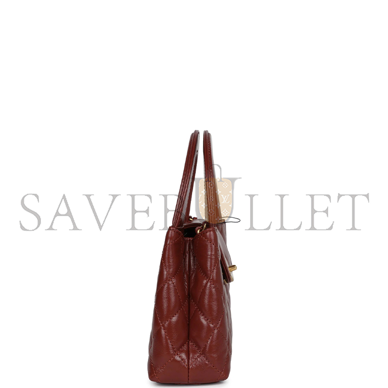 Ch*el master brown quilted calfskin mini kelly brushed gold hardware as4416 (19*13*7cm)